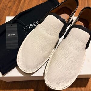 JOSEPH Leather Slip-On Flats EU 36 – New With Tags – Made in Spain – Cream Black